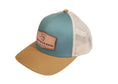 Load image into Gallery viewer, Blue & Amber Gold Leather Patch Cap