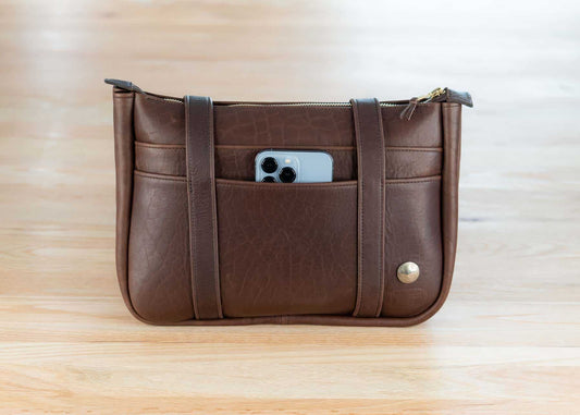 2 Strap Bison Leather Shoulder Bag