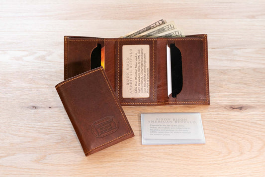 Bison Leather Wallet Tri-Fold