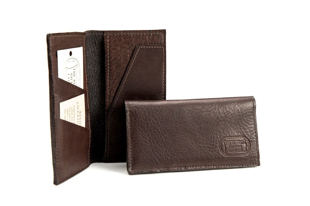 Bison Leather Checkbook Wallet