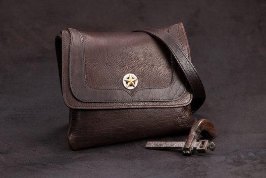 Texas Star Trim Style Bison Leather Purse