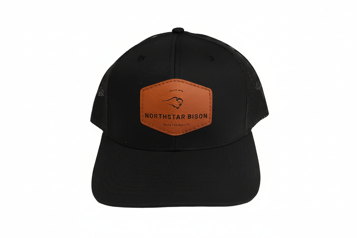 Black Leather Patch Cap