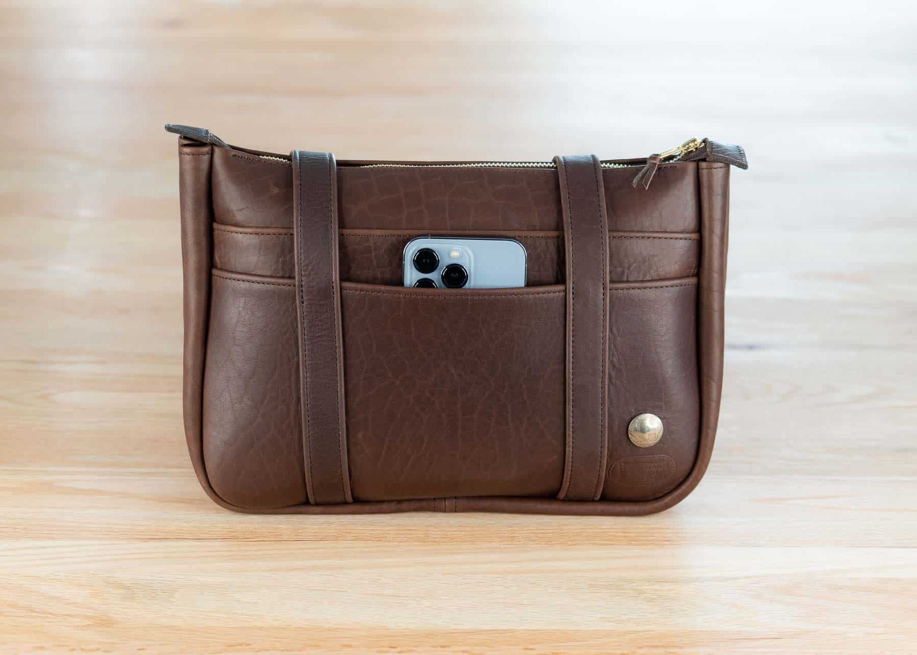 2 Strap Bison Leather Shoulder Bag