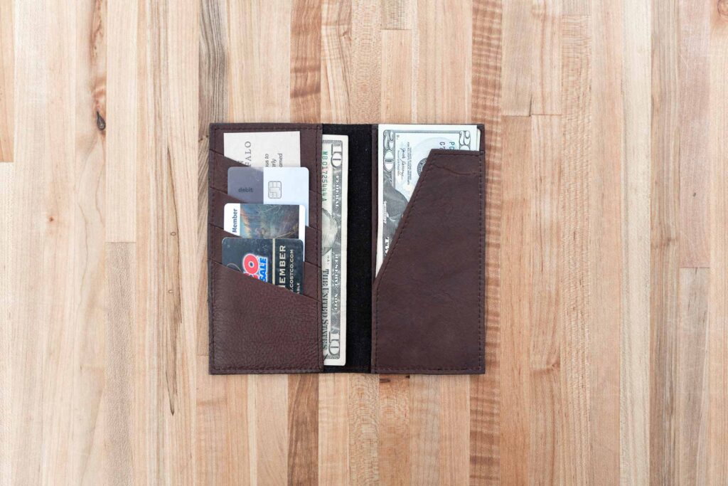 Bison Leather Checkbook Wallet