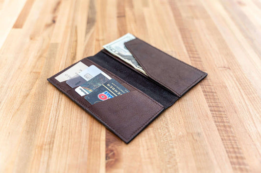 Bison Leather Checkbook Wallet