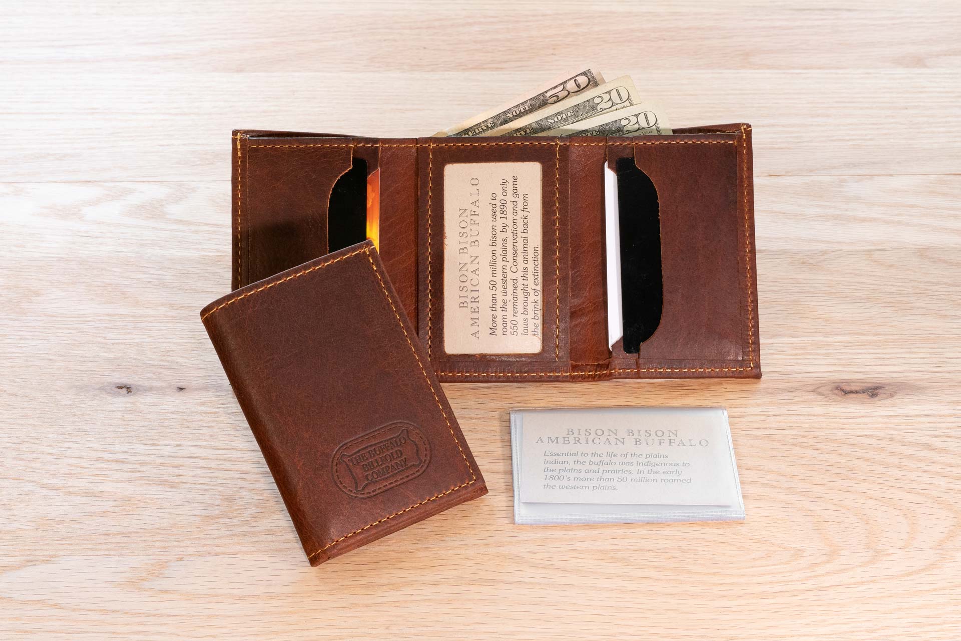 Bison Leather Wallet Tri-Fold