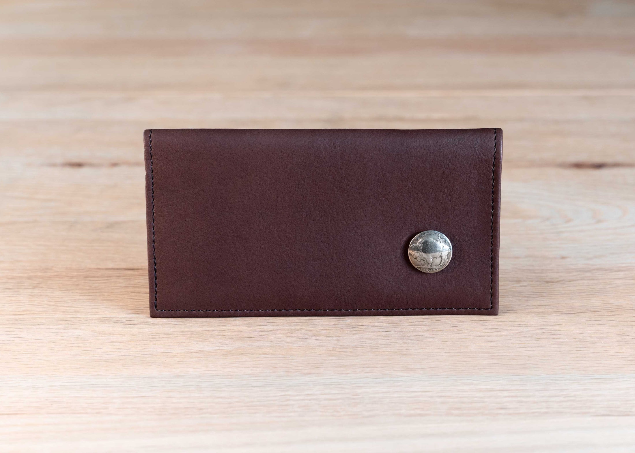 Bison Leather Checkbook Cover w/Nickel