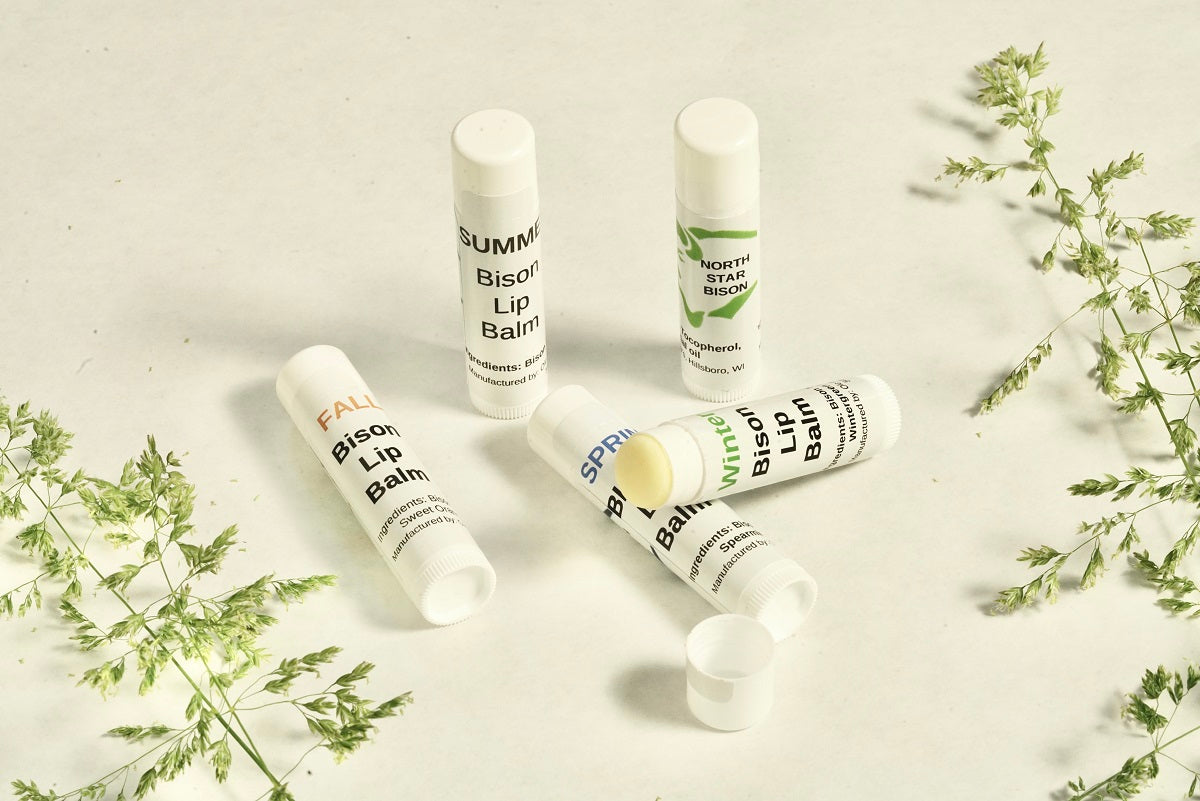 Bison Tallow Lip Balm essential oil wintergreen spearmint sweet orange plain chapstick chap stick healthy natural skin care